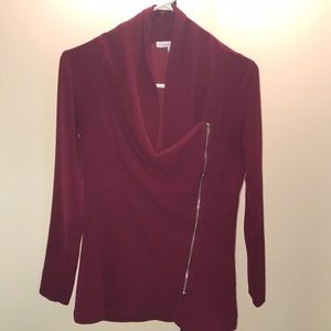 Burgundy Moa Moa zip up blouse